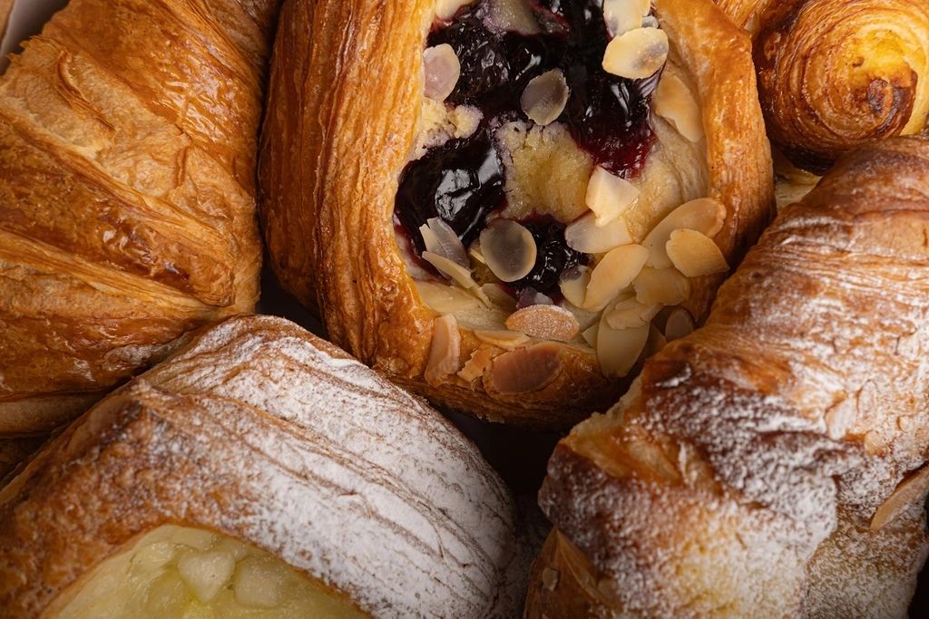 Croissants and an almond berry danish